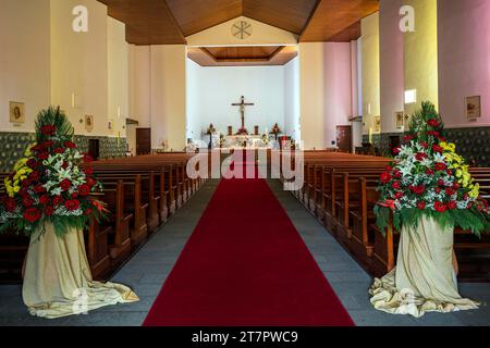 Kirche Igreja de Nossa Senhora de Guadalupe, Innenansicht, Porto da Cruz, Madeira, Portugal Stockfoto