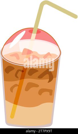 Kalte Frappe trinken Glas mit Eis zum Strohhalm Stock Vektor