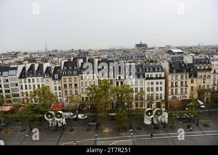 Place georges pompidou aus dem Zentrum von Pompidou in Paris, Frankreich. Stockfoto