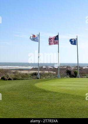 Kiawah Island, SC USA - 26. Februar 2023: Der US-Golfplatz SouhOcean Course auf Kiawah Island in South Carolina. Stockfoto