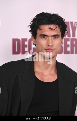 Los Angeles, USA. November 2023. LOS ANGELES, USA. 16. November 2023: Charles Melton bei der Premiere im Mai Dezember im Academy Museum. Bildnachweis: Paul Smith/Alamy Live News Stockfoto