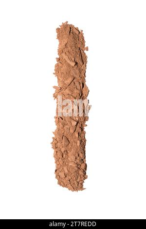 Brief, den ich aus Rouge oder Make-up Puder komponiert habe. Künstlerische Form, die Aufmerksamkeit erregt, voller Textur, Mustern und Tiefe. Stockfoto