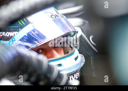 Las Vegas, Etats Unis. November 2023. RUSSELL George (gbr), Mercedes AMG F1 Team W14, Porträt während des Formel 1 Heineken Silver Las Vegas Grand Prix 2023, 21. Runde der Formel 1 Weltmeisterschaft 2023 vom 17. Bis 19. November 2023 auf dem Las Vegas Strip Circuit in Las Vegas, USA - Foto DPPI Credit: DPPI Media/Alamy Live News Stockfoto