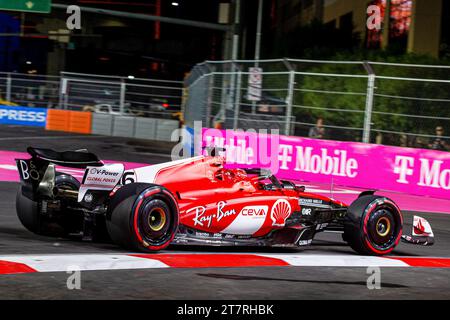 Las Vega, Nevada, USA 16.11.2023, Charles Leclerc (MON) Ferrari SF-23 während der FORMEL 1 HEINEKEN SILVER LAS VEGAS GRAND PRIX 2023 - 17. November bis 19.11.2023 Las Vega, Nevada, USA Stockfoto