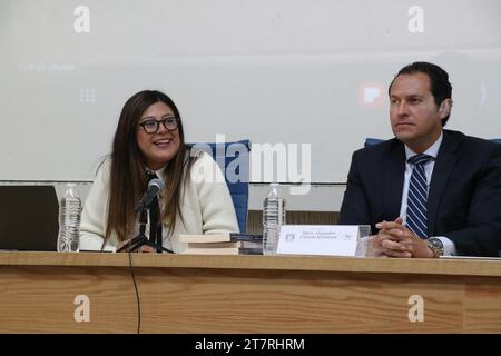 Nicht Exklusiv: 16. November 2023, Mexiko-Stadt. Der Lehrer Alejandro Celorio Alcántara nahm an der Eröffnung des Seminars Teil. Die Variou Stockfoto