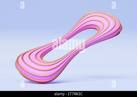 3D Illusion rosa isometrische abstrakte Formen bunte Formen verflochten. 3D Abbildung Stockfoto