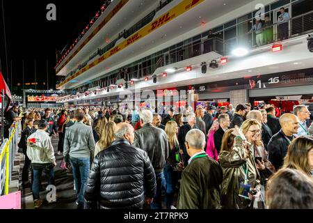 Las Vegas, USA. November 2023. Fans nehmen am 16. November 2023 an der F1-Fahrzeugpräsentation beim Formel-1-Grand-Prix in Las Vegas, NV Teil (Foto: Travis Ball/SIPA USA) Credit: SIPA USA/Alamy Live News Stockfoto