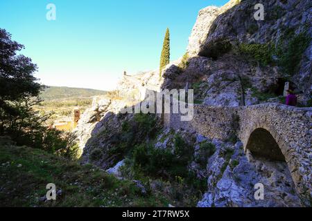 Moustiers Sainte Marie, eines der schönsten Dörfer Frankreichs, Provence, Frankreich Stockfoto