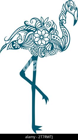 Grafische Clips Mit Blumendesign Und Flamingo-Silhouette Stock Vektor