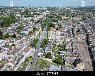 Stadtzentrum Caen Normandie Frankreich Drohne, Luft Stockfoto