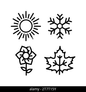 Vier Jahreszeiten Icon Set - Winter, Frühling, Sommer, Herbst Vektor Illustration Stock Vektor