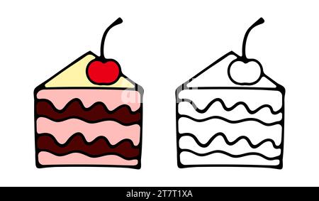 Tortensymbol. Vektor-Illustration schöne moderne Kuchen, wie Schokoladenkuchen, Napoleon Kuchen, Tiramisu, Eclair und Käsekuchen. Isoliert auf weiß Stock Vektor