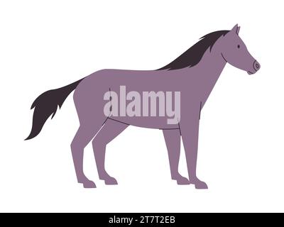 Graue Pferdestute oder Hengst Wild Nature Säugetiere haben Schwanz und Power Fast Run Stock Vektor