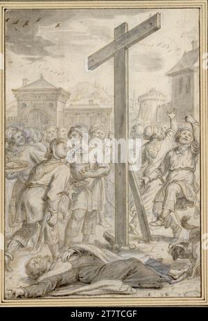 Abraham van Diepenbeeck Elias, liegend unter dem Kreuz (38). Graphit-Bleistift, Frühling in Braun, schwarze Kreide, grau und braun Lavated, Deck weiß, aufgeregt Stockfoto