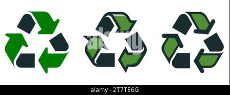 Recycling-Symbolsatz. Grünes Recycling-Symbol in flachem Design. Kontinuierliches Recyclingkonzept. Vektorabbildung Stock Vektor