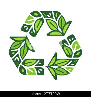Recycling-Symbol. Grünes Recycling-Symbol in flachem Design. Kontinuierliches Recyclingkonzept. Vektorabbildung Stock Vektor