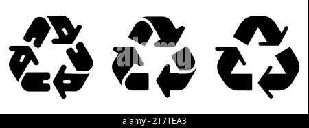 Recycling-Symbolsatz. Schwarzes Recycling-Symbol in flachem Design. Kontinuierliches Recyclingkonzept. Vektorabbildung Stock Vektor