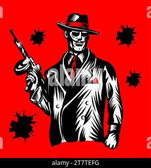 mafia-Mitglied-Silhouette. Vektorabbildung Stock Vektor