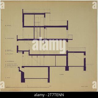 Adolf Loos (Entwerfer in) Haus Hans und Anny Moller, Wien XVIII., Starkfriedgasse 19, geschnitten. Blueprint 1927-1928 , 1927/1928 Stockfoto