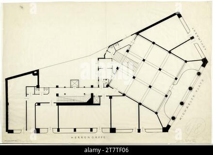 Adolf Loos (Entwerfer in) Haus am Michaelerplatz (Goldman & Salatz, Looshaus), Wien I., Michaelerplatz 3, Grundriss, Erdgeschoss. Transparentpapier; Tinte 1909-1911 , 1909/1911 Stockfoto