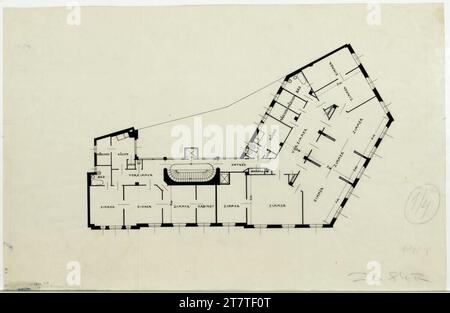 Adolf Loos (Entwerfer in) Haus am Michaelerplatz (Goldman & Salatz, Looshaus), Wien I., Michaelerplatz 3, Grundriss, Etage. Transparentpapier; Tinte 1909-1911 , 1909/1911 Stockfoto