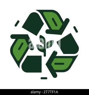 Recycling-Symbol. Grünes Recycling-Symbol in flachem Design. Kontinuierliches Recyclingkonzept. Vektorabbildung Stock Vektor