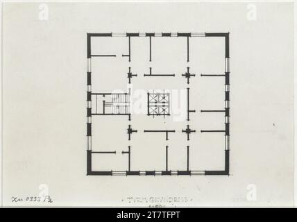 Adolf Loos (Entwerfer in) Bank Freyung, Wien I., Ecke Freyung und Strauchgasse (Palais Hardegg), Grundriss des Turms. Fotokopie um 1919 Stockfoto