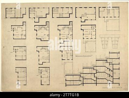 Adolf Loos (Entwerfer in) Gruppe von zwanzig Villen mit Dachgärten, Cote d'Azur, Frankreich, Grundrisse, geschnitten, Anordnung. Zeichenpapier; Tinte 1923 , 1923 Stockfoto