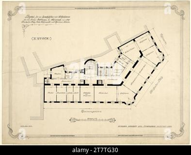 Karl Stephann (Entwerfer in) Haus am Michaelerplatz (Goldman & Salatz, Looshaus), Wien I., Michaelerplatz 3, Stephann-Projekt, Grundriss, 1. Etage. Drucken Sie 1909 , 1909 Stockfoto