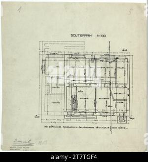 Adolf Loos (Entwerfer in) Haus Scheu, Wien, Grundriss, Untergeschoss II Transparentpapier; Tinte 1912-1913 , 1912/1913 Stockfoto