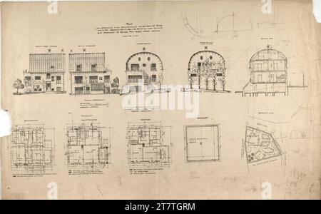 Adolf Loos (Entwerfer in) Haus Horner, Wien, Sauraugasse, Einreichungsplan mit Verbesserungen. Druck; Bleistift 1912 , 1912 Stockfoto