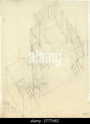 Adolf Loos (Entwerfer in) Haus Hans und Anny Moller, Wien XVIII., Starkfriedgasse 19, Achonometrie der Treppen. Transparentpapier; Bleistift 1927 , 1927 Stockfoto