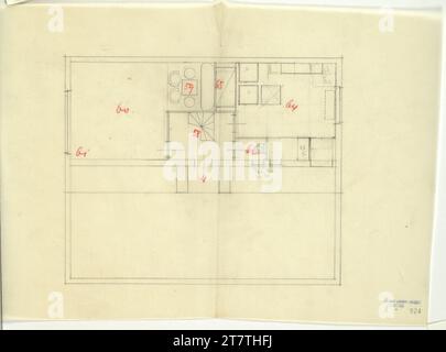 Adolf Loos (Entwerfer in) Haus Hans und Anny Moller, Wien XVIII., Starkfriedgasse 19, Einrichtungsplan. Transparentpapier; Bleistift 1927 , 1927 Stockfoto