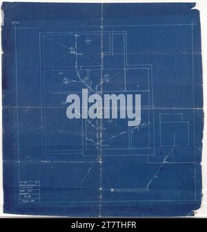 Adolf Loos (Entwerfer in) Haus Hans und Anny Moller, Wien XVIII., Starkfriedgasse 19, Kanalplan. Blueprint; Bleistift 1927 , 1927 Stockfoto