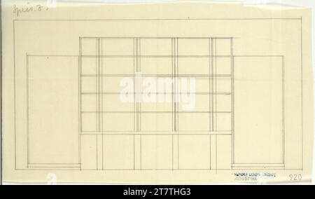 Adolf Loos (Entwerfer in) Haus Hans und Anny Moller, Wien XVIII., Starkfriedgasse 19, Wandkonstruktion im Speisesaal, Mauerriss. Transparentpapier; Bleistift 1927 , 1927 Stockfoto