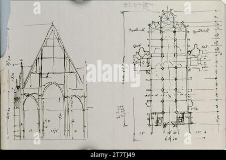 Alfred Castelliz (Zeichner in) Wien, St. Stephansdom, Grundriss, Querschnitt. Papier, fest; Stiftzeichnung (schwarz) um 1905 Stockfoto