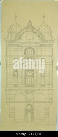 Alfred Castelliz Wien VII, Lerchenfelderstraße 99-101, Fassade zur Schottenfeldgasse, reißend. Stockfoto