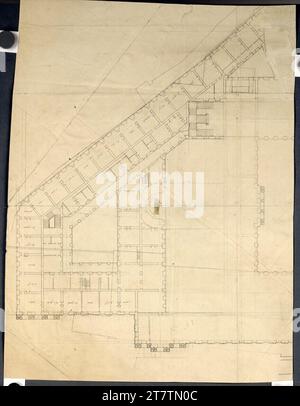 (Baron) Jean Nicolas Jadot (Architekt in) Wien I, Hofburg, Umbau- und Neubauprojekt, Amalienburg, detaillierter Grundriss. Kreide (Präsentation); Feder in schwarz 18. Jh. Stockfoto