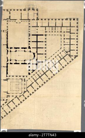 (Baron) Jean Nicolas Jadot (Architekt in) Wien I, Hofburg, Umbau- und Neubauprojekt, Amalienburg, detaillierter Grundriss. Graphit (Zeichnung), Stift in schwarz 18. Jh. Stockfoto