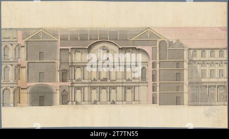 (Baron) Jean Nicolas Jadot (Architekt in) Wien I, Hofburg, Umbau- und Neubauprojekt, Amalienburg, Cut. Graphit (Bezeichnung), Frühling in schwarz, rosa lavt 1748 , 1748 Stockfoto