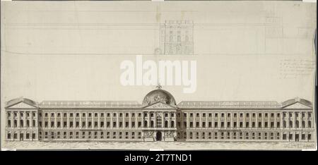 Johann Aman (Architekt in) Wien I, Hofburg, Umbau- und Neubauprojekt, Vorstadtfassaden- und Skizzenbaubestand. Graphit (Skizzen; Zeichnung), Stift in schwarz; grau und braun lavt 1806 , 1806 Stockfoto