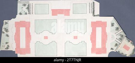 Ferdinand Kirschner (Architekt in) Wien I, Hofburg, Umbau- und Neubauprojekt, Bau am äußeren Burgplatz, Lageplan. Mehrfarbig 1863 , 1863 Stockfoto