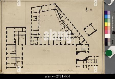 Nikolaus Franz Leonhard von Pacassi Wien I, Hofburg, Amalienburg, Erdgeschoss, Grundriss. Kreide (Präsentation); Feder in schwarz; grau -laved 18. Jh. Stockfoto