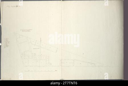 Franz Anton Hillebrandt (Architekt in) Wien I, Hofburg, Stallburg, Grundriss der neuen Holzhütten und der Farmer. Kreide; Feder in schwarz 1778, 1778 Stockfoto