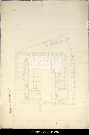 Franz Anton Hillebrandt (Architekt in) Wien I, Hofburg, Stallburg, Erdgeschoss, Grundriss. Kreide 2. H. 18. Jh. Stockfoto