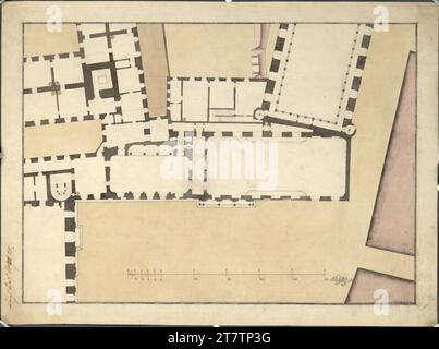 Nikolaus Franz Leonhard von Pacassi (Architekt in) Wien I, Hofburg, Redoutensa Altract, Obergeschoss, Grundriss. Kreide (Aufmachung); Pen in schwarz und rot; mehrfarbig 1769 , 1769 Stockfoto