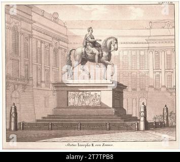 Heinrich Friedrich Füger Wien I, Hofburg, Josefsplatz, Reiterdenkmal Josephs II., Blick nach Osten. Kupferstich um 1800 Stockfoto