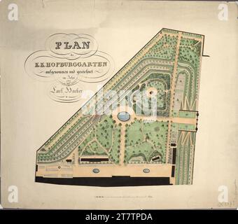 Franz Antoine d. J. (Architekt in) Wien I, Hofburg, Burggarten, Inventar, Gartenplan. Bleistift (Präsentation); Feder in schwarz; mehrfarbig 1847 , 1847 Stockfoto