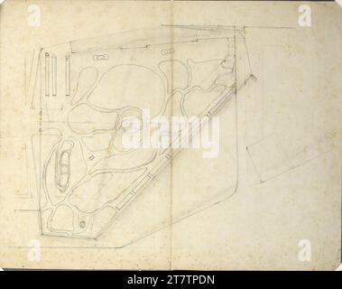 Franz Antoine d. J. (Architekt in) Wien I, Hofburg, Burggarten, Skizze zur Erstellung des neu geplanten Burggartens, Gartenplan. Bleistift 1863 , 1863 Stockfoto