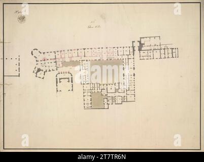 Unbestimmt (an der Entstehung Beteiligte r) Innsbruck, Hofburg, Ebener Erden, Grundriss. Papier; grafische Zeichnung; Beschriftung in Schwarz, Grau und Rosa, Stempel; V: Stempel in rot und schwarz Stockfoto